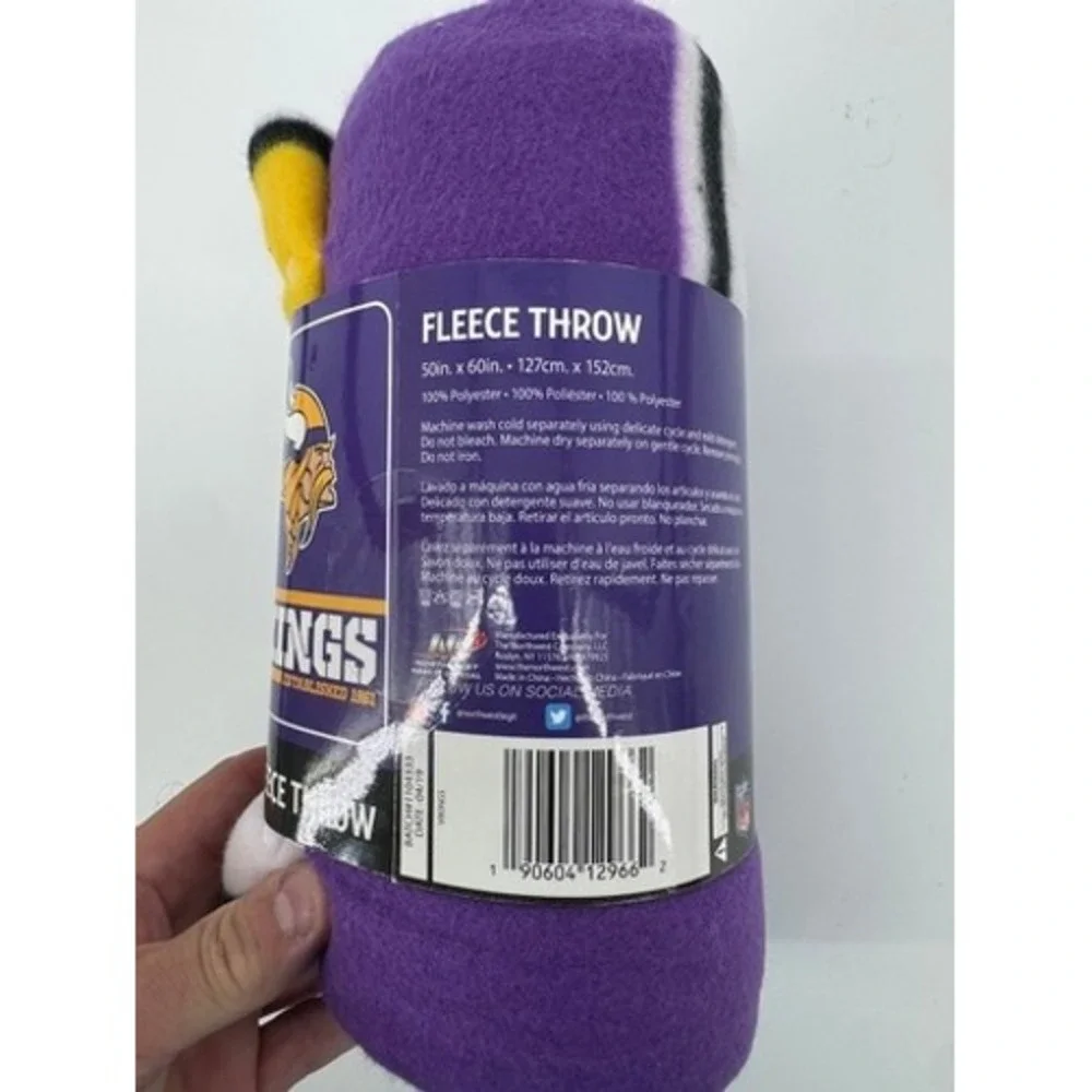 Minnesota Vikings Fleece Throw Blanket 50x60 Purple Gold Logo New NFL